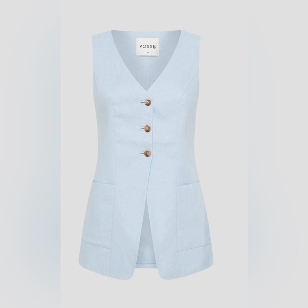 Posse Lorenzo Vest and Parker Trousers Set, M, Silver Blue - Picture 7 of 11